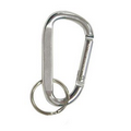 Carabiner w/ 1" Split Ring - 2-1/2" Silver